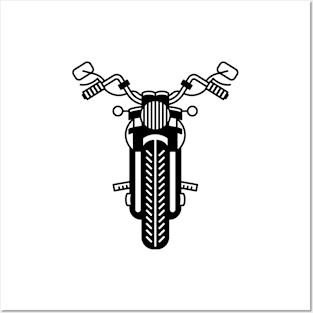 Illustration of stylized black and white motorcycle Posters and Art